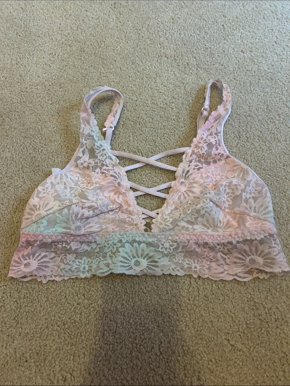 PINK Victoria's Secret Pastel Pink Lace Bralette